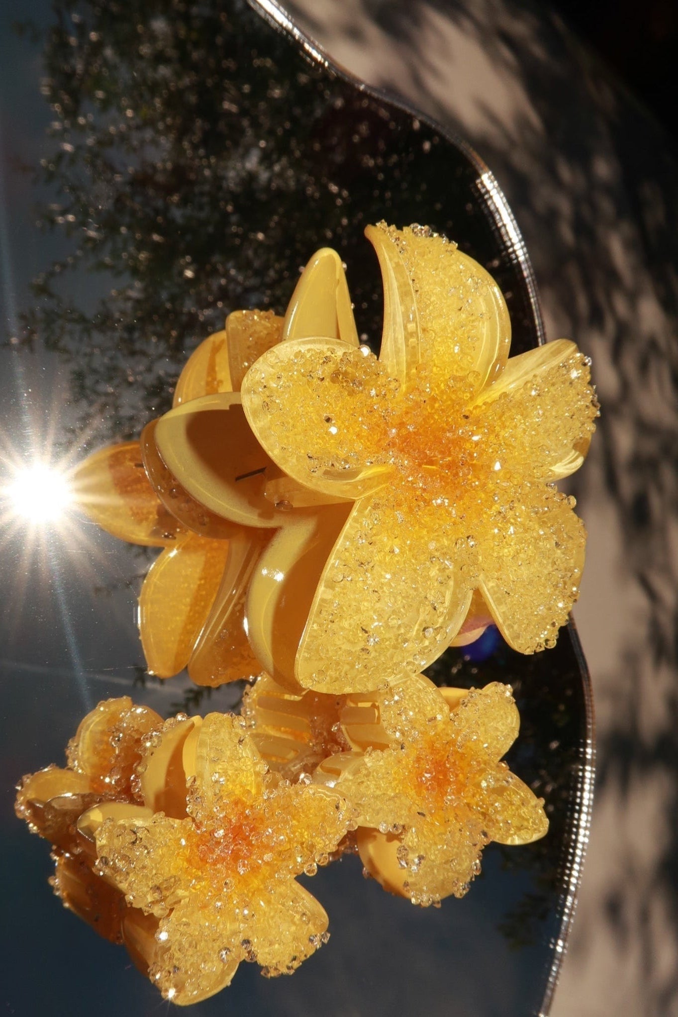 Rhinestoned Hawaiian Hair Clips