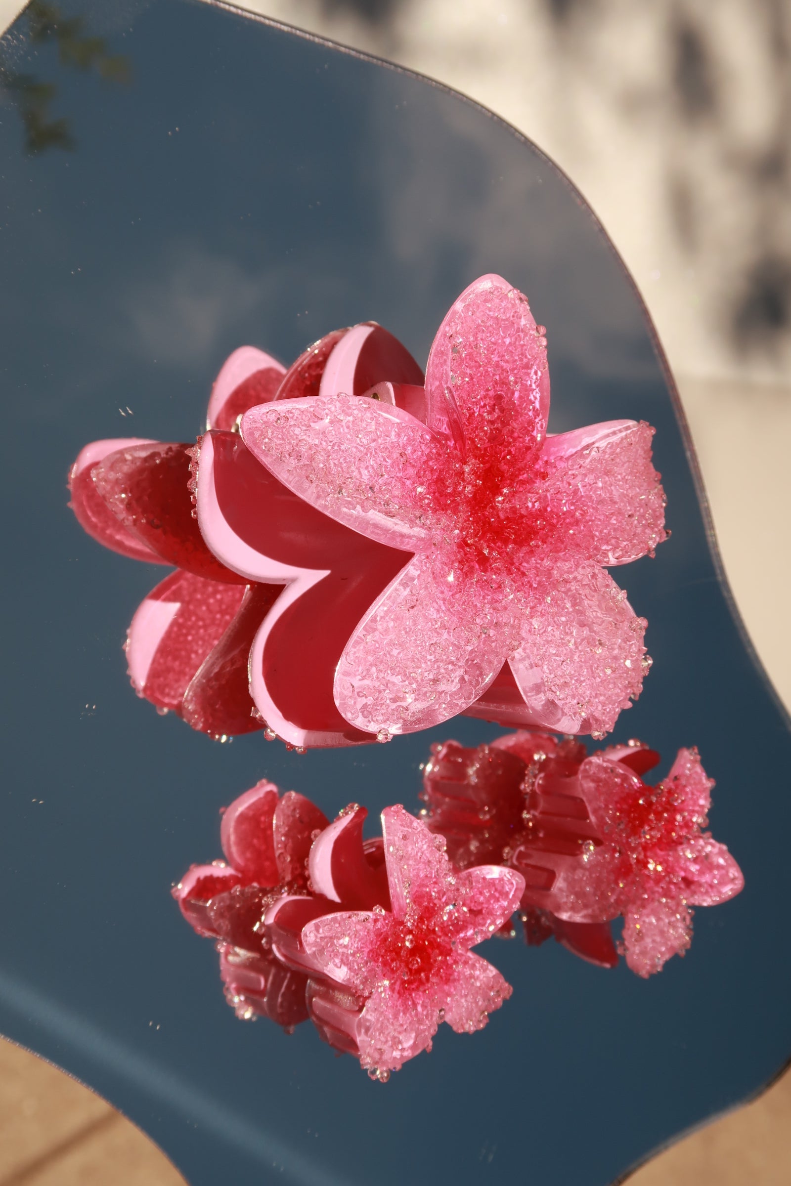 Rhinestoned Hawaiian Hair Clips