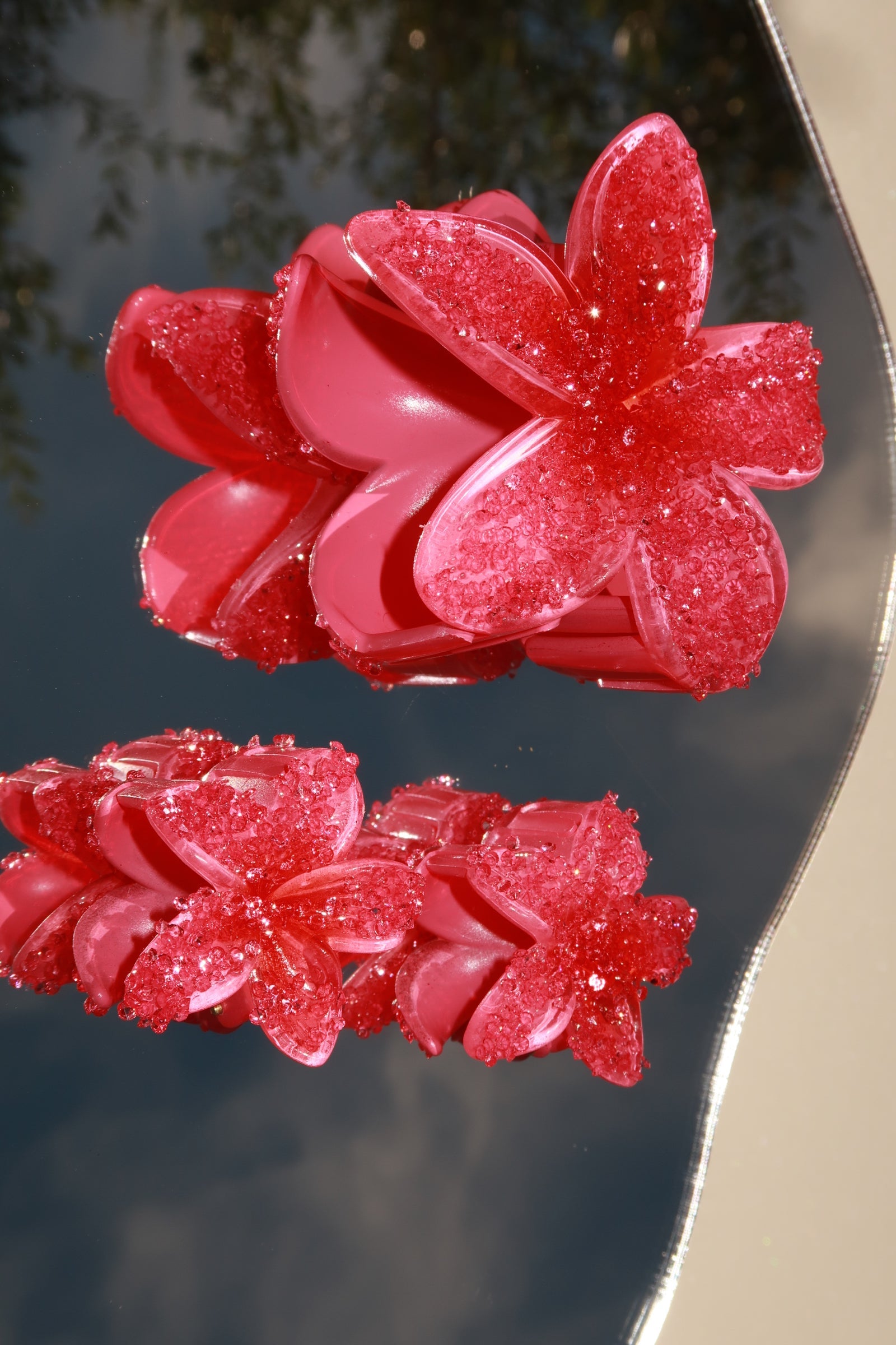 Rhinestoned Hawaiian Hair Clips