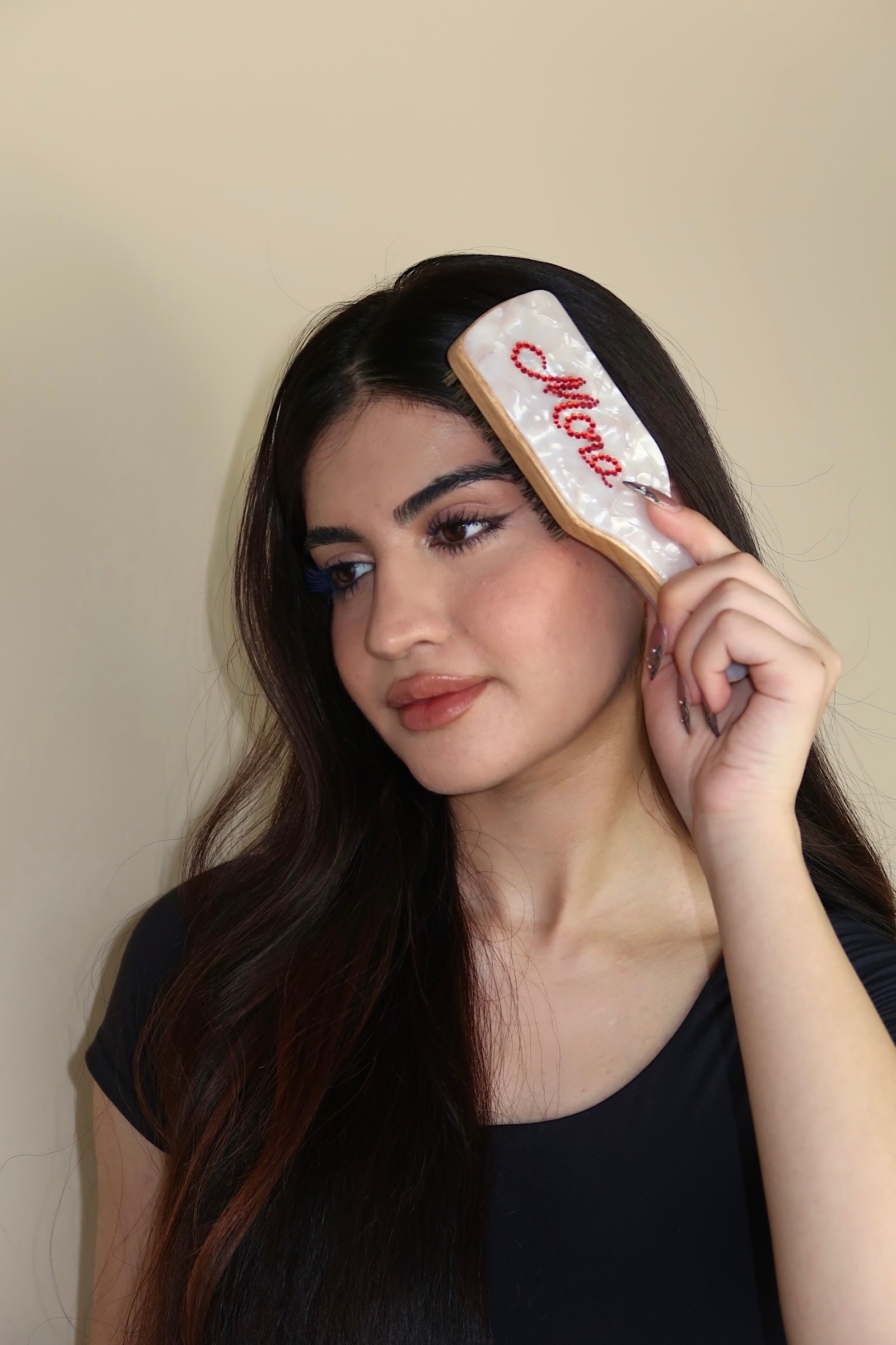 Boar Bristle Hair Styling Bamboo Brush