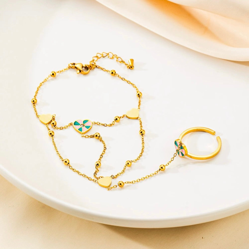 8K Gold Plated Hand Chain Bracelet