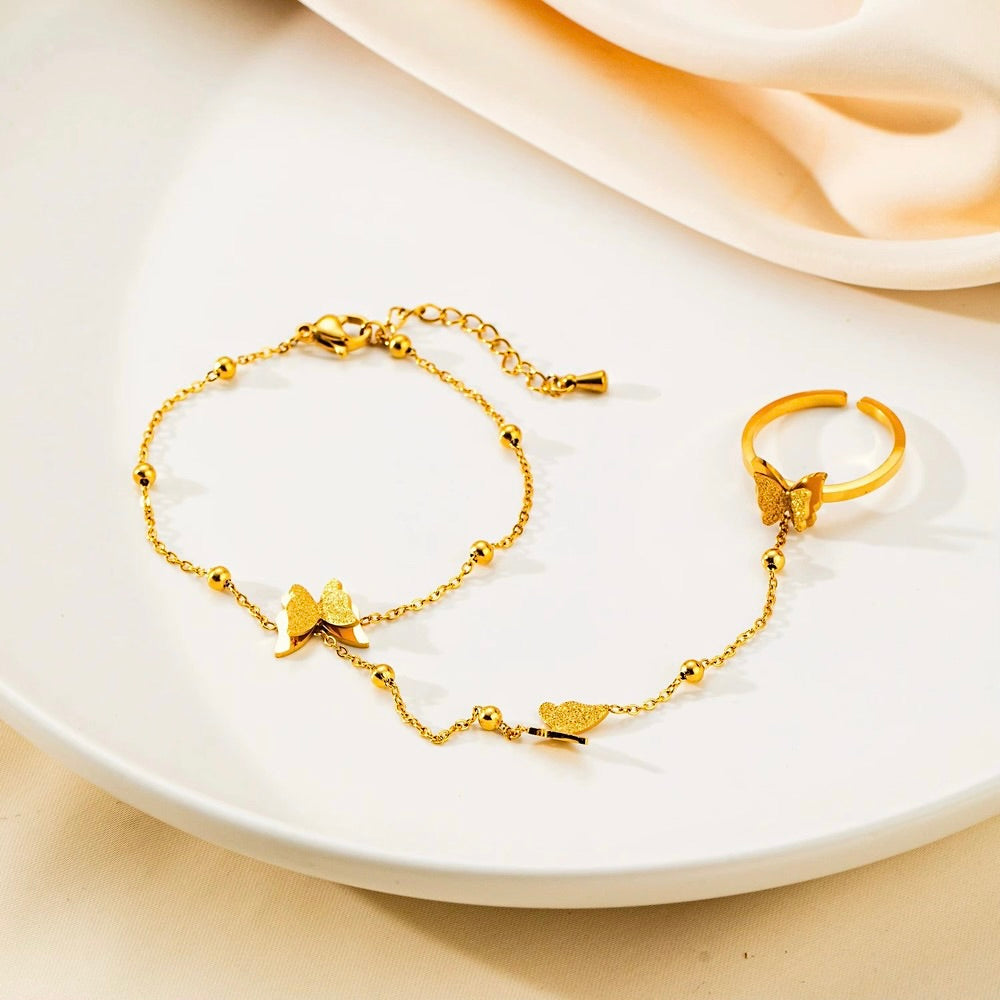 8K Gold Plated Hand Chain Bracelet
