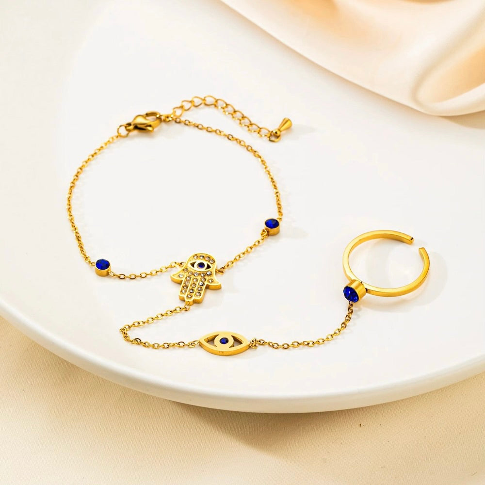 8K Gold Plated Hand Chain Bracelet