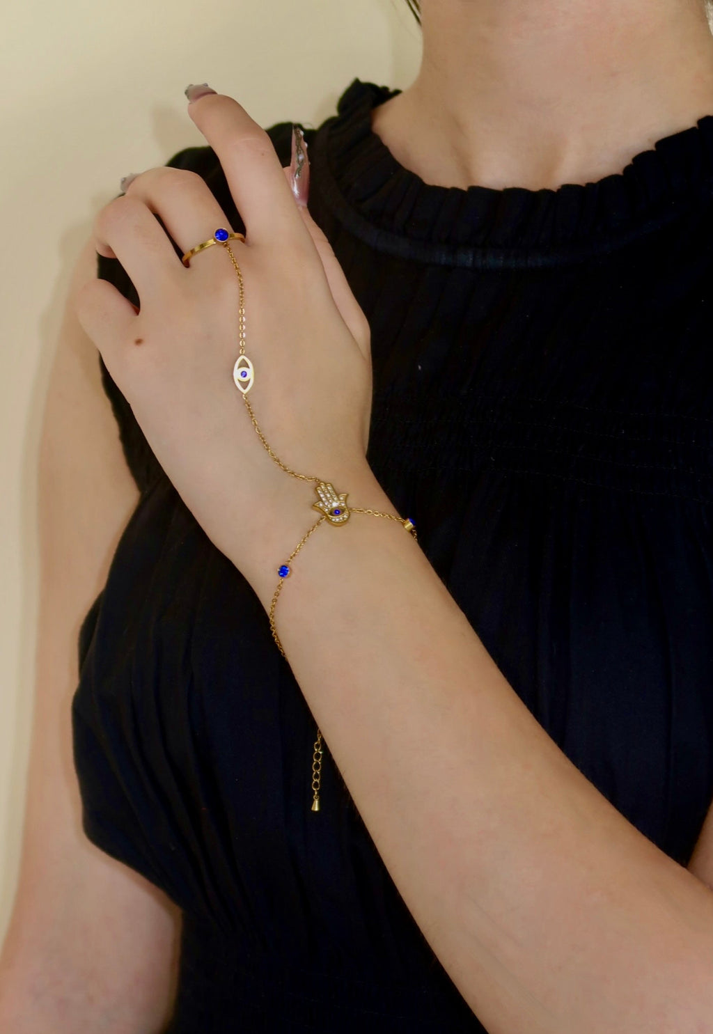 8K Gold Plated Hand Chain Bracelet
