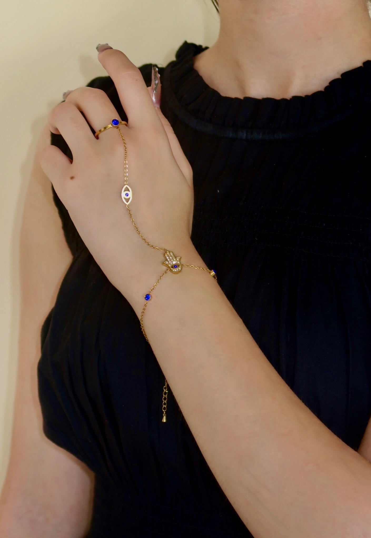 8K Gold Plated Hand Chain Bracelet