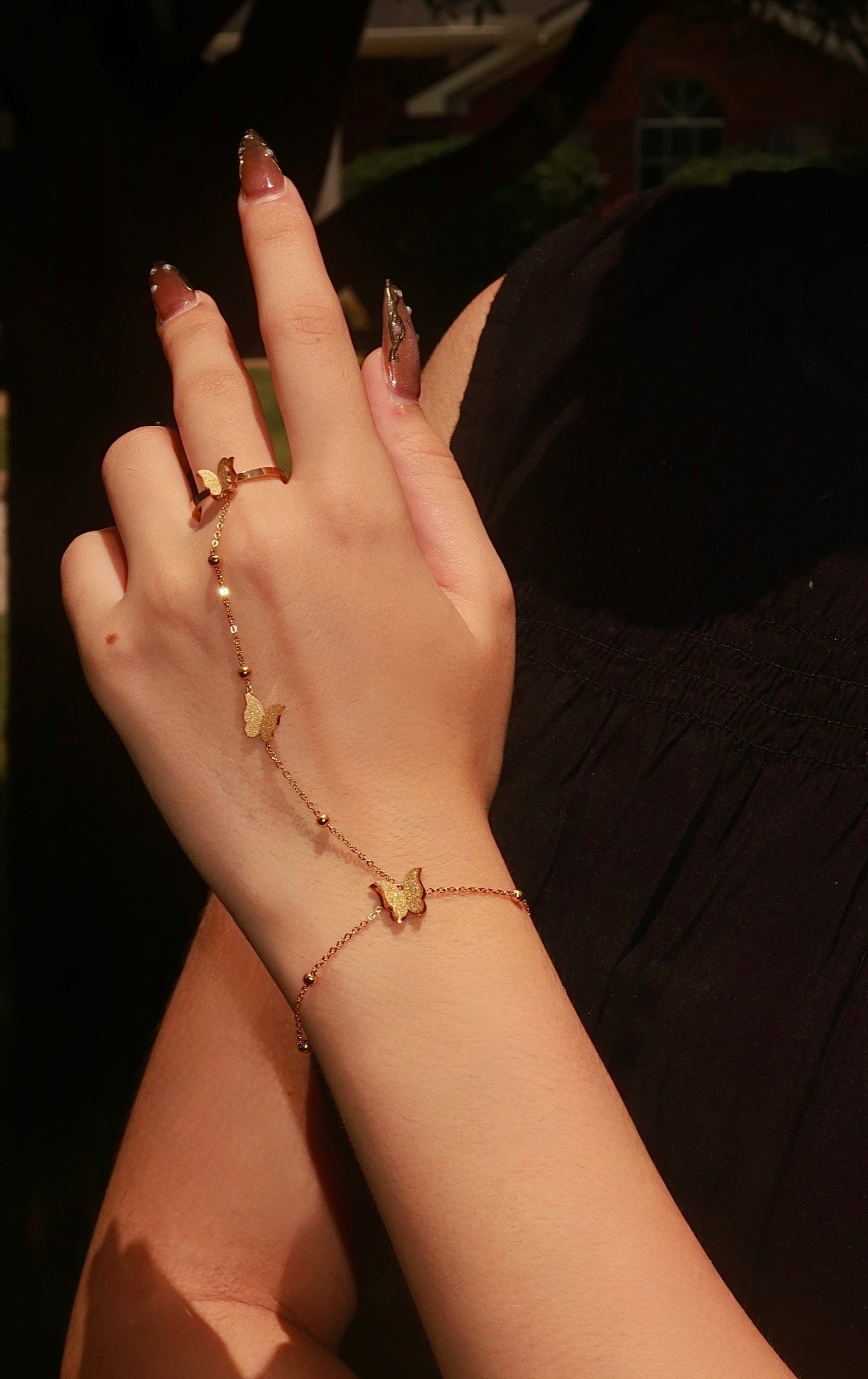 8K Gold Plated Hand Chain Bracelet