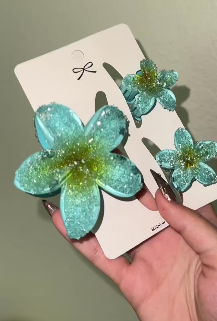 Rhinestoned Hawaiian Hair Clips